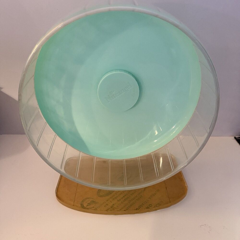 Niteangel Large Plastic Exercise Wheel for Hamster Light Blue Brown Clear Quiet